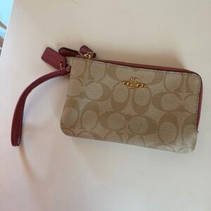 Coach Tan and Pink Wristlet